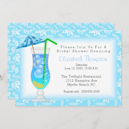 Tropische Drank Bruidsfeest Uitnodiging (Voorkant / Achterkant)