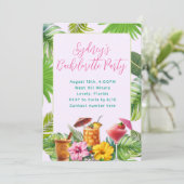 Tropische Dranken Bachelorette Feest Kaart (Staand voorkant)