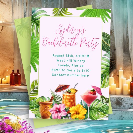 Tropische Dranken Bachelorette Feest Kaart