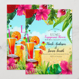 Tropische Dranken & Bloemen Zomer Luau Verloving Kaart