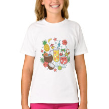 Tropische Dranken Cute Zomer Cocktail Meisje T-Shi