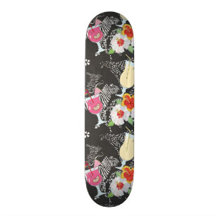 Tropische Dranken Met Dieren Skateboard