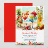 Tropische Dranken Vrouwen Verjaardagsfeest Uitnodi Kaart (Voorkant / Achterkant)