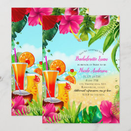Tropische Dranken Zomer Bachelorette Luau Feest Kaart