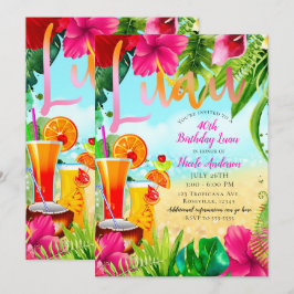 Tropische drankjes & Bloemen Zomer Verjaardagsfees Kaart