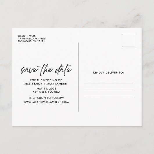 Tropische driekwart bruiloft bespaart datum aankondigingskaart (Achterkant)