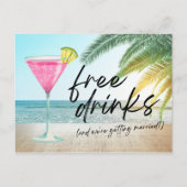 Tropische driekwart bruiloft bespaart datum aankondigingskaart (Voorkant)