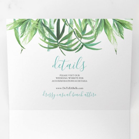 Tropische drievoudig huwelijk uitnodiging (Binnenzijde eerst)