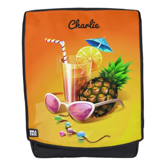 Tropische Drink aangepaste naam backpack (Voorkant)