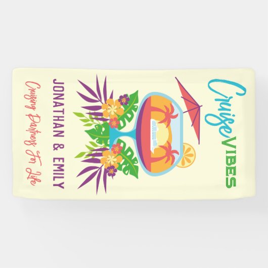 Tropische Drink cruise Vibes Cruise Deurmarkering Spandoek (Horizontaal)