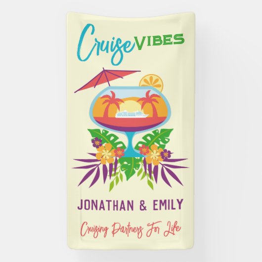 Tropische Drink cruise Vibes Cruise Deurmarkering Spandoek (Verticaal)