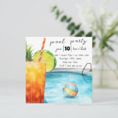 Tropische Drink en Pool Party Kaart (Staand voorkant)