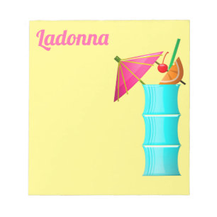 Tropische drink Hawaiiaans blauw geel roze Notitieblok