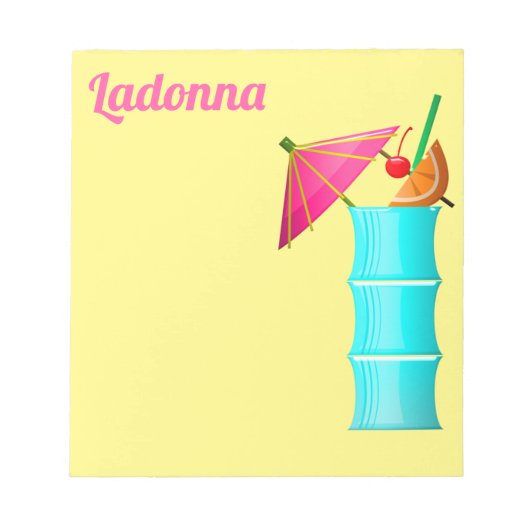 Tropische drink Hawaiiaans blauw geel roze Notitieblok (Voorkant)