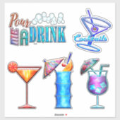 Tropische drink zomercocktail party sticker (Vel)