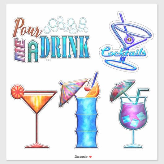 Tropische drink zomercocktail party sticker (Vel)