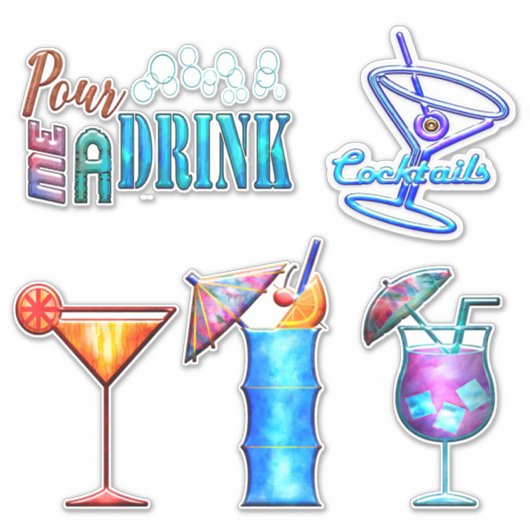 Tropische drink zomercocktail party sticker (Voorkant)