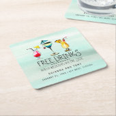 Tropische Drinken Gratis Drinken Save the Date Kartonnen Onderzetters (Schuin)