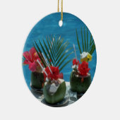 Tropische drinken, Hawaï bloemen Keramisch Ornament (Rechts)