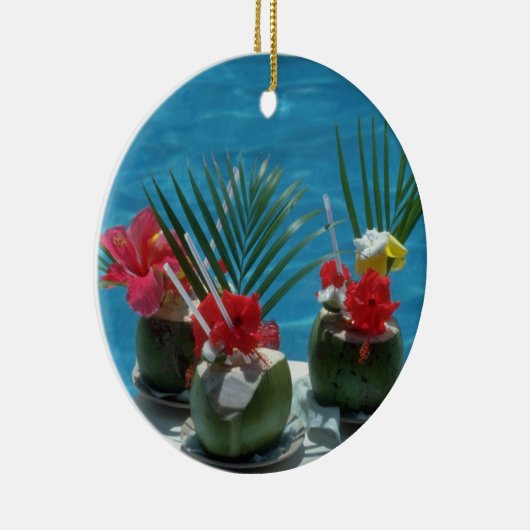 Tropische drinken, Hawaï bloemen Keramisch Ornament (Rechts)