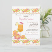 Tropische Drinken Hibiscus Flowers Vrijgezellenfee Kaart (Staand voorkant)