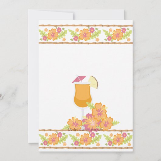 Tropische Drinken Hibiscus Flowers Vrijgezellenfee Kaart (Achterkant)