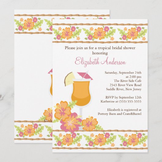 Tropische Drinken Hibiscus Flowers Vrijgezellenfee Kaart (Voorkant / Achterkant)