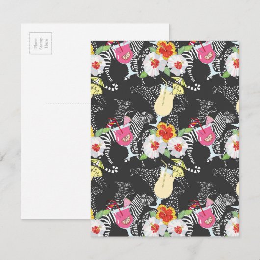Tropische Drinken met dieren Briefkaart (Voorkant / Achterkant)