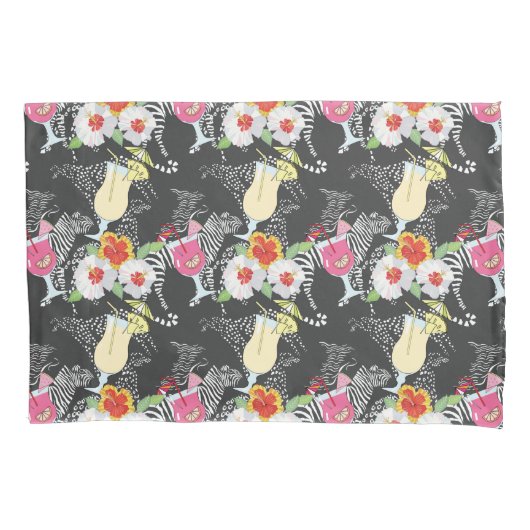 Tropische Drinken met dieren Kussensloop (Voorkant-Links)