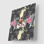 Tropische Drinken met dieren Vierkante Klok (Hoek)