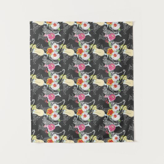 Tropische Drinken met dieren Wandkleed (Voorkant)