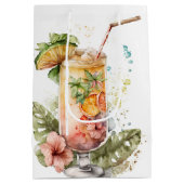 Tropische Drinken op wit Medium Cadeauzakje (Achterkant)