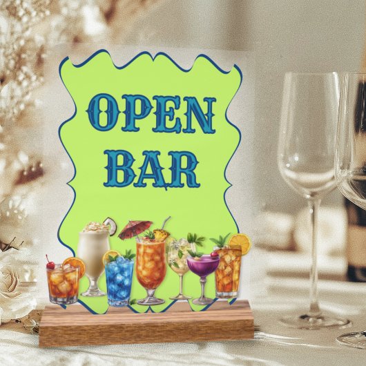 Tropische Drinken Open Bar Ondoorzichtig Acryl Tek Acryl Bord