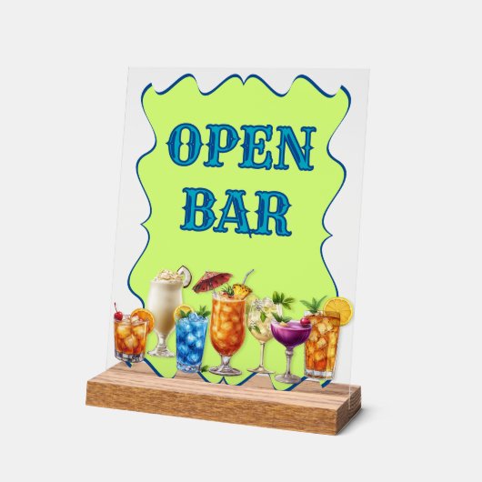 Tropische Drinken Open Bar Ondoorzichtig Acryl Tek Acryl Bord (Hoek)