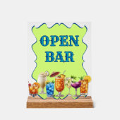 Tropische Drinken Open Bar Ondoorzichtig Acryl Tek Bord (Voorkant)