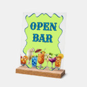 Tropische Drinken Open Bar Ondoorzichtig Acryl Tek Bord (Hoek)