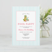 Tropische drinken Pool party Birthday Invitation Kaart (Staand voorkant)