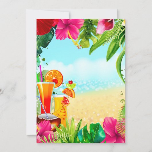 Tropische Drinken Summer Bachelorette Luau Party Kaart (Achterkant)