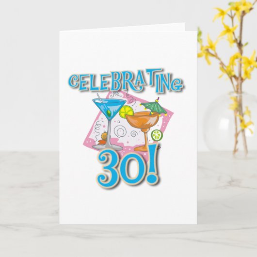 Tropische Drinken vieren 30 Kaart (Gele Bloem)