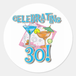 Tropische Drinken vieren 30 Ronde Sticker