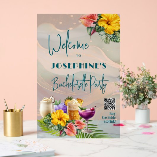 Tropische Drinken vrijgezellenfeest Acryl Bord (Huwelijk)