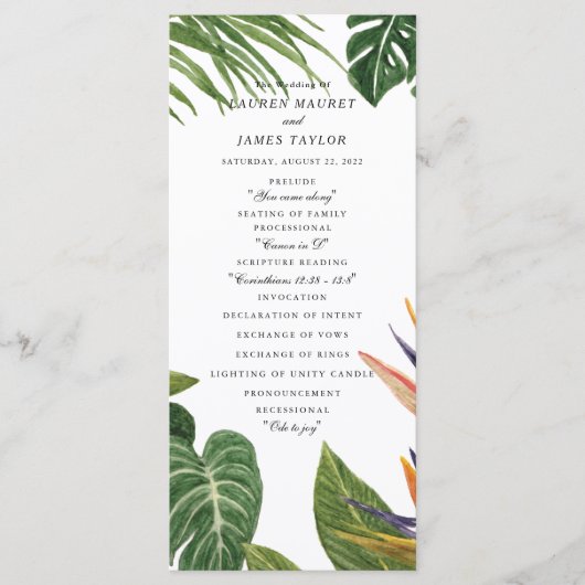 Tropische droom programmakaart (Voorkant)