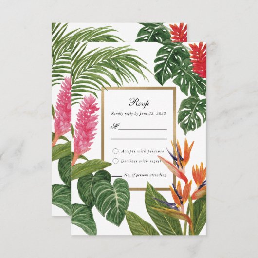 Tropische droom RSVP kaartje (Voorkant / Achterkant)