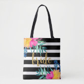 Tropische druppels, zwart en wit, Bouquet Tote Bag (Voorkant)