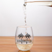 Tropische dubbele palmboom met eigen naam whisky glas