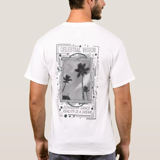 Tropische Echo's | Premium Palm Grafische T-Shirt (Achterkant)