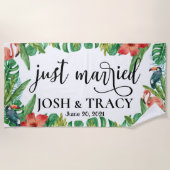 Tropische echtgenote en man, pas getrouwd op maat  strandlaken (Voorkant)