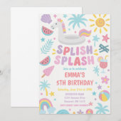 Tropische Eenhoorn Splish Splash Verjaardagsfeest Kaart (Voorkant / Achterkant)