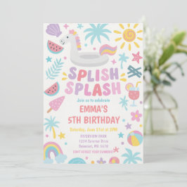 Tropische Eenhoorn Splish Splash Verjaardagsfeest Kaart