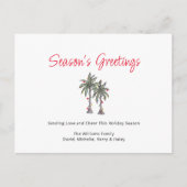 Tropische Eenvoudige Palmbomen Strand Kerstmis Feestdagenkaart (Voorkant)